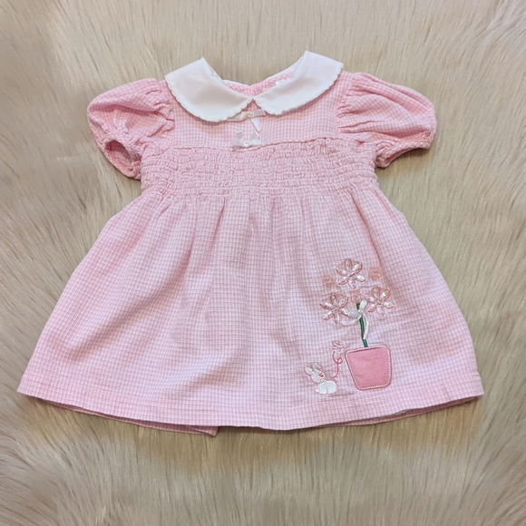 Vintage Other - Vintage Baby Togs pink dress with white collar and cute bunny size 3-6 months